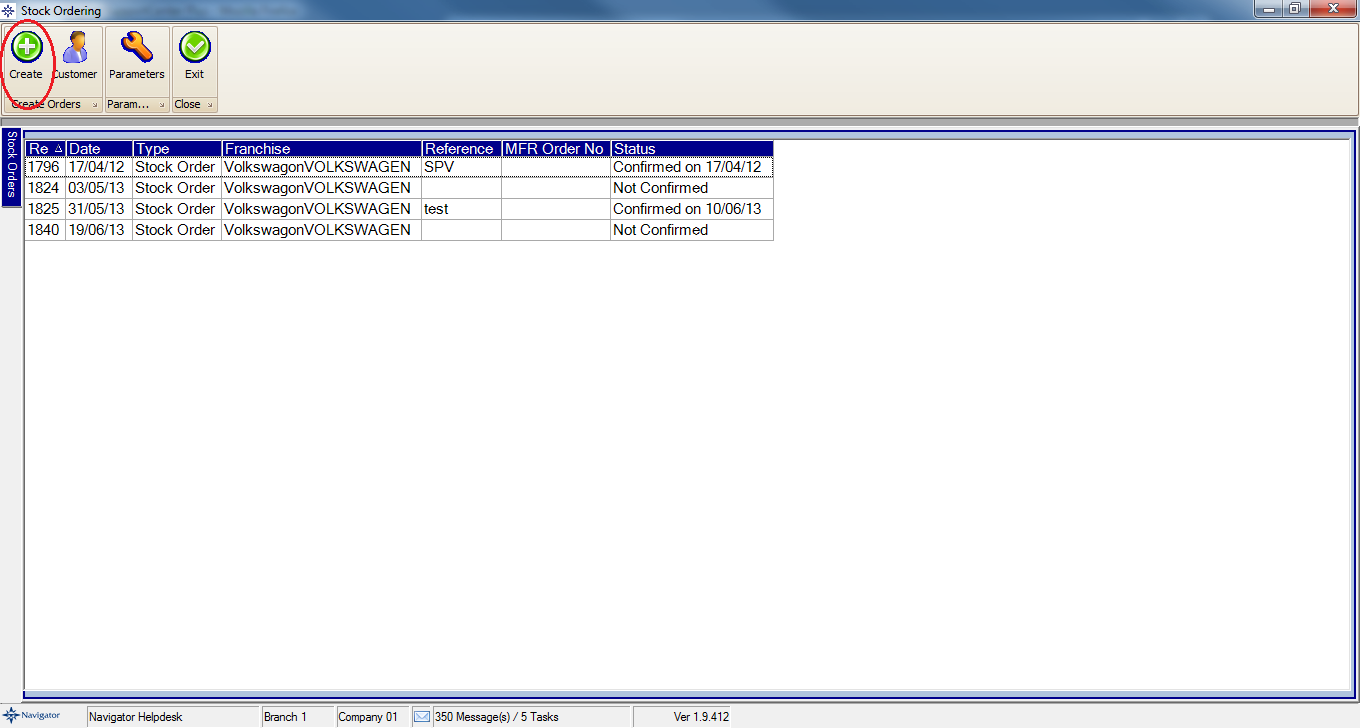 create a stock order option